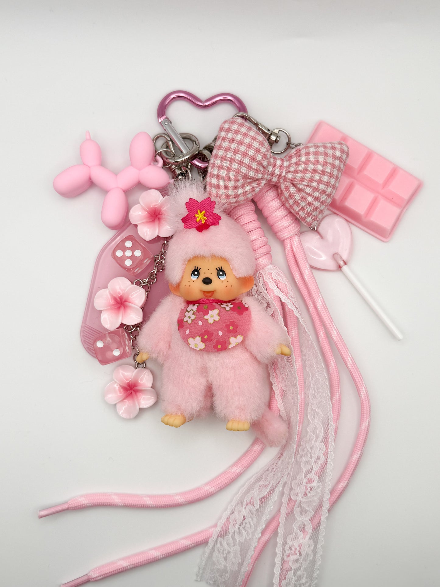 Pink Plaid Bow - Mini Monchhchi Plush Vinyl Face