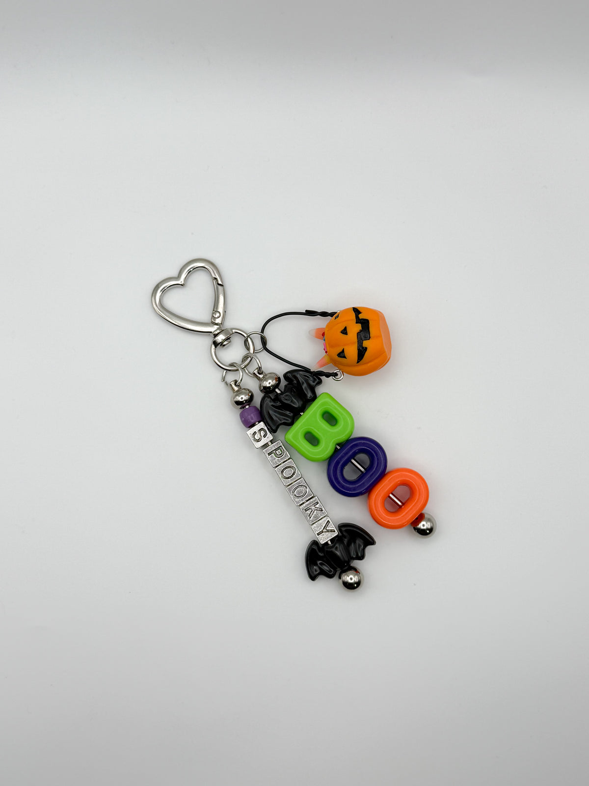 Spooky Silver Keychain (orange pumpkin )